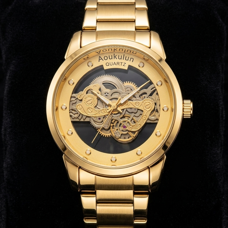 Luxury Skeleton Dial Quartz Watch For Men Elegant Stainless Steel Design | Blue And Silver Rs 2,205