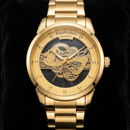 Luxury Skeleton Dial Quartz Watch For Men Elegant Stainless Steel Design | Blue And Silver Rs 2,205