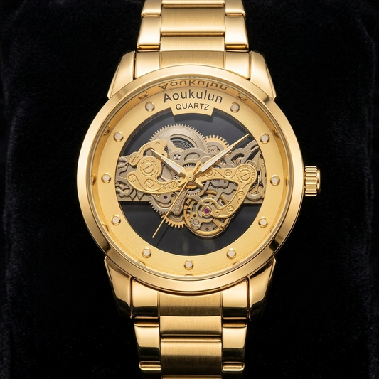 Luxury Skeleton Dial Quartz Watch For Men Elegant Stainless Steel Design | Blue And Silver Rs 2,205