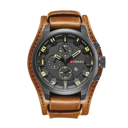 Hot Sale CURREN 8225 Multi-function Fashion Men's Sport Watch Leather Belt Quartz Wristwatch Chronograph Waterproof Watches