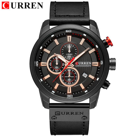 CURREN Watch for Men Japan Quartz Movement Leather Strap Big Dial Casual Sport Calendar Waterproof Watch 8291 Relogio Masculino