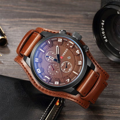 Hot Sale CURREN 8225 Multi-function Fashion Men's Sport Watch Leather Belt Quartz Wristwatch Chronograph Waterproof Watches
