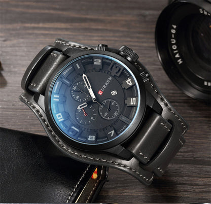 Hot Sale CURREN 8225 Multi-function Fashion Men's Sport Watch Leather Belt Quartz Wristwatch Chronograph Waterproof Watches