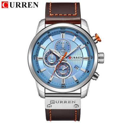 CURREN Watch for Men Japan Quartz Movement Leather Strap Big Dial Casual Sport Calendar Waterproof Watch 8291 Relogio Masculino