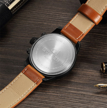 Hot Sale CURREN 8225 Multi-function Fashion Men's Sport Watch Leather Belt Quartz Wristwatch Chronograph Waterproof Watches