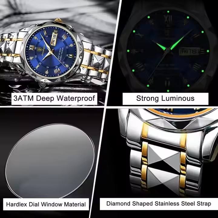 POEDAGAR 615 Luxury Men Business Brand Wristwatch High Quality Reloj Waterproof Luminous Date Week Quartz Men's Watches for Man