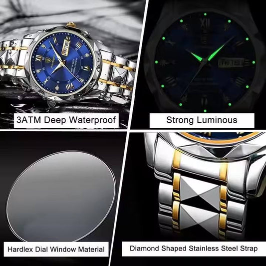 POEDAGAR 615 Luxury Men Business Brand Wristwatch High Quality Reloj Waterproof Luminous Date Week Quartz Men's Watches for Man
